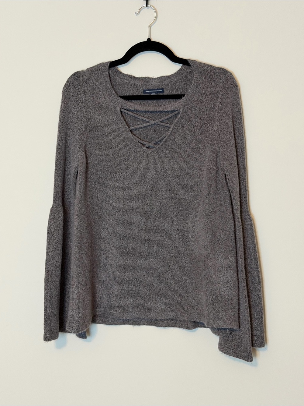 American Eagle Outfitters Lace-Up Sweater Women’s Medium Purple Gray Soft Knit